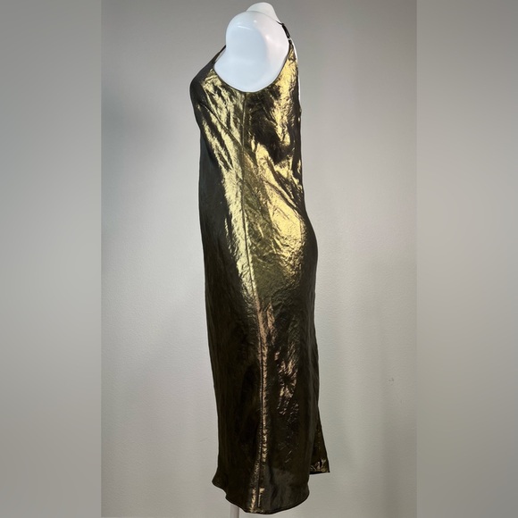 Express Metallic V-Neck Downtown Cami Midi Slip Dress - Picture 6 of 8